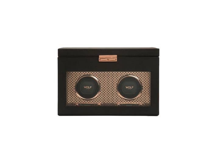 Uhrenbeweger „Axis Double Watch Winder“ mit Schmuckfach und Reise-Etui Leder Kupfer WOLF
