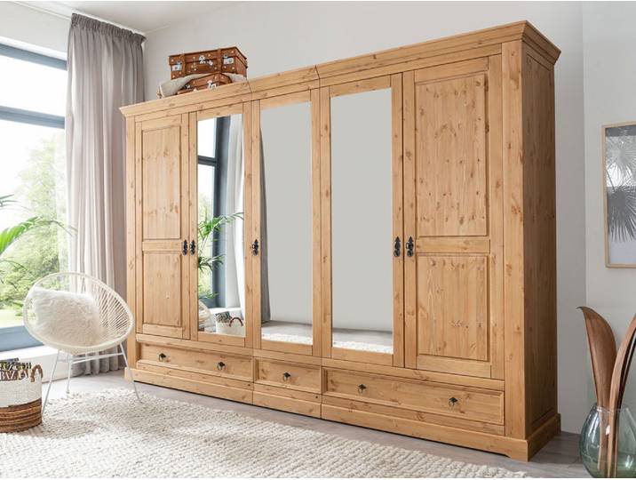Kleiderschrank 310cm 5-trg. 'Anne' Kiefer eichefarbig