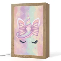 NACHTTISCHLAMPE Einhorn - Glitzer - Regenbogen - Pastell 20x30 cm