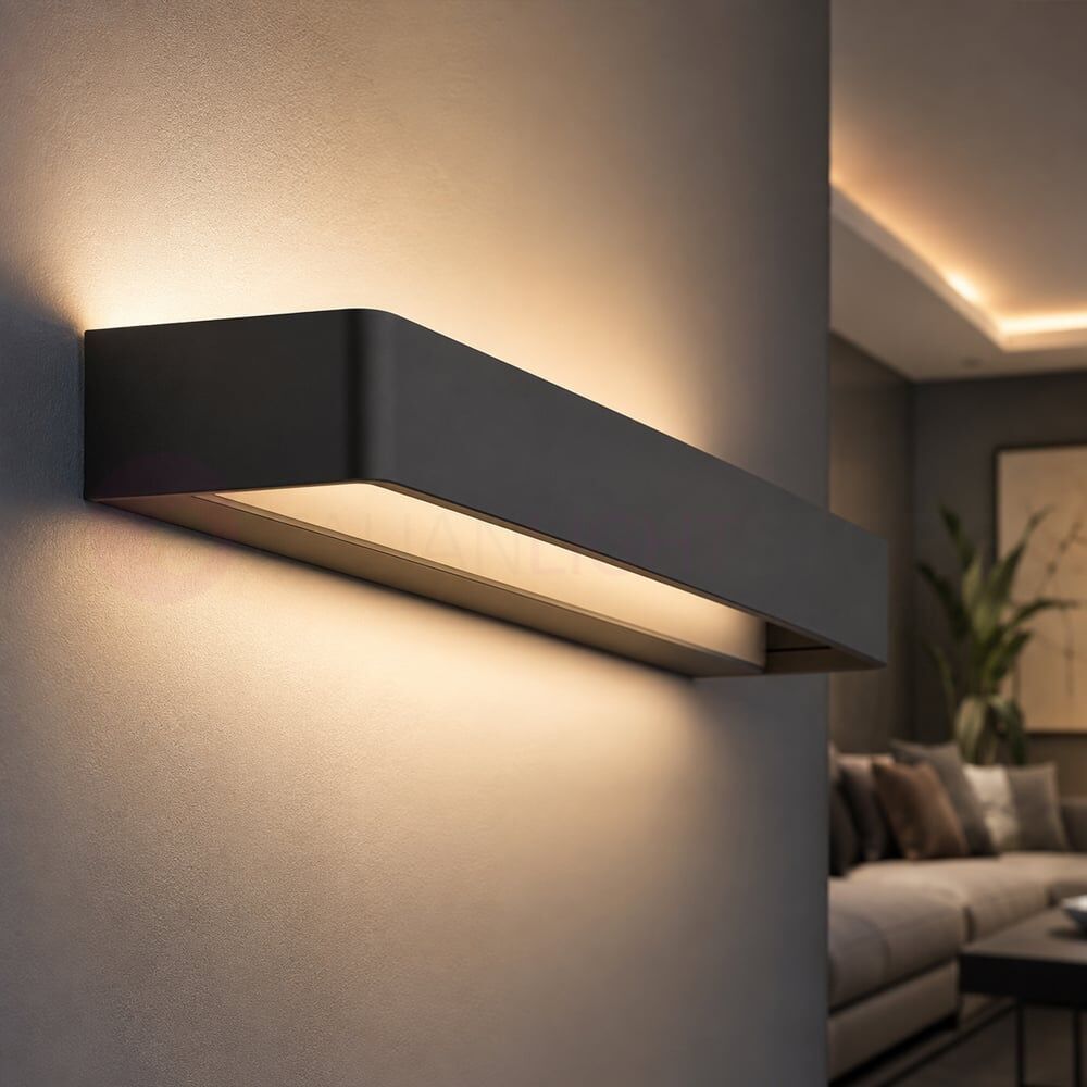 Linea Light Metal 90333 – Applique Led Da Parete Moderna Nera 45 Cm 3000k