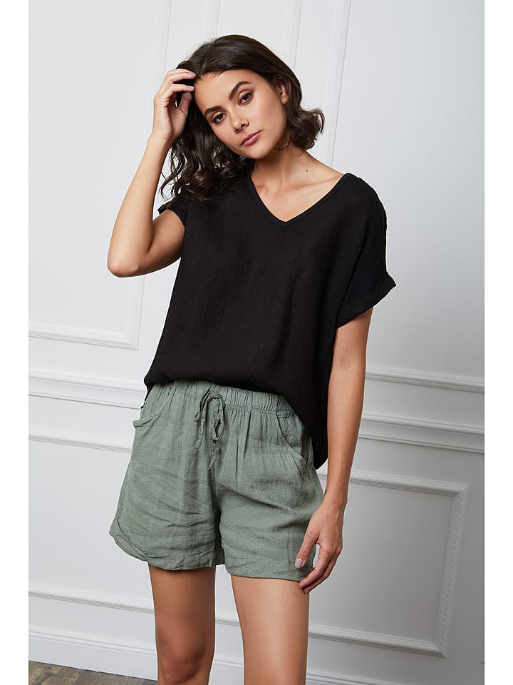 Fleur de Lin Leinen-Shirt "Fabius" in Schwarz - M