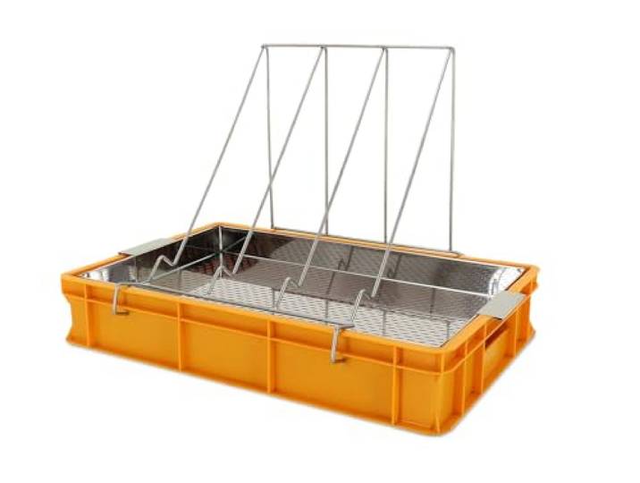4Bee - W3233 Entdeckelungsgeschirr- mit Tropfsieb aus Edelstahl - Höhe - 10 cm - mit Sieb und Halter - 41x61x10 cm - Ideal für Kleine Imkereien - 2 Jahre Garantie