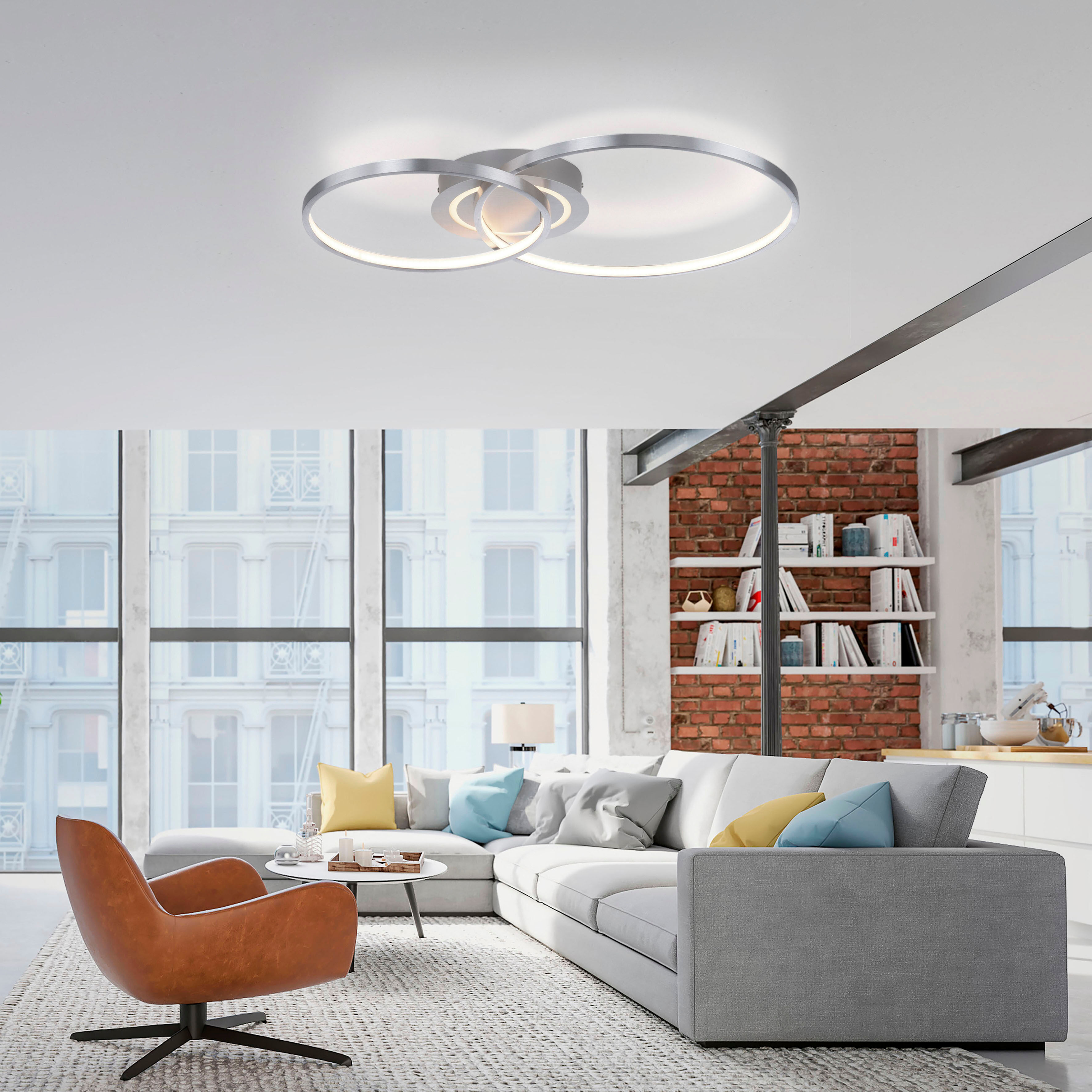 JUST LIGHT LED Deckenleuchte "ASMINA", grau (aluminium), 2, 1 Stk., Leuchten, LED Deckenleuchte