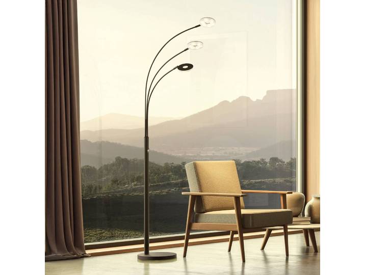FISCHER & HONSEL LED Stehlampe Dent, dimmbar, schwarz, für Wohn- / Esszimmer, Metall, Modern, Stehleuchte