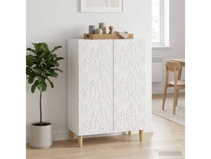 RJPLMFV Anrichte, weiß, glänzend, 66 x 34,5 x 90 cm, aus Holz Geräumige Aufbewahrung, elegantes Design, strapazierfähige Verarbeitung, pflegeleicht, vielseitig einsetzbar für Wohn- oder