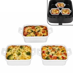3x STABIL Mini-Auflaufform 150ml eckig weiß Porzellan Airfryer Backform Kuchen