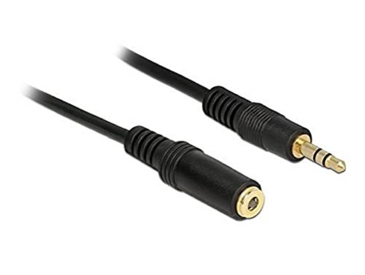 DELOCK kabel jack 3-pins verlenging 3,5mm stekker > bus 2,0m zwart