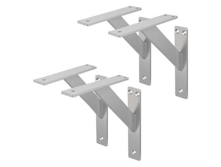 Ml-Design Regalträger 2er Set, Silberfarben, Metall, 18x18x3 cm, Wohnzimmer, Regale, Wandregale