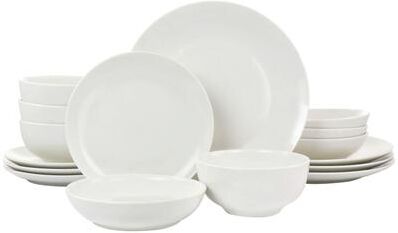 Elama 16 Piece Double Bowl Dinnerware Set in Porcelain