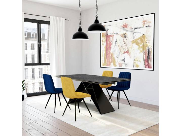 Table à rallonge en céramique grise 180-280 LOMBARDIE