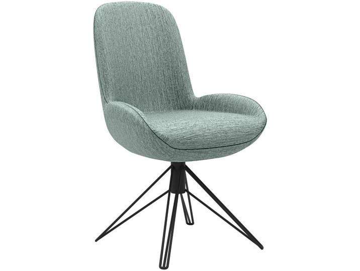 Musterring Stuhl, Graublau, Rundrohr, Haarnadel, 55x90x62 cm, Lederauswahl, Stoffauswahl, Typenauswahl, Sitzfläche 360° drehbar, automatische Rückholfunktion, Esszimmer, Stühle, Esszimmerstühle, Vierfußstühle