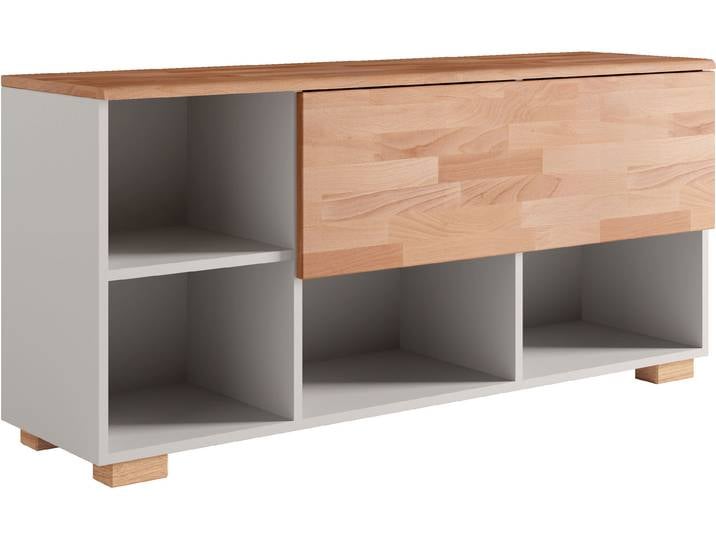 Lowboard GOODPRODUCT Citra teilmassiv , grau (kernbuche und grau), B:130cm H:60cm T:35cm, Sideboards, Lowboard, Höhe 45cm,moderne grifflose Optik mit push to open Funktion