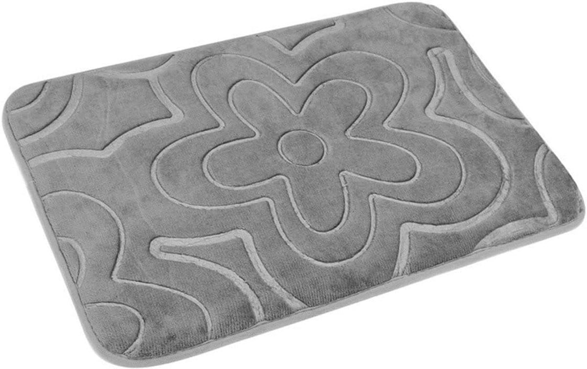 Antislip Badmat Grijs - Superabsorberend Flanel Badkamer Tapijt