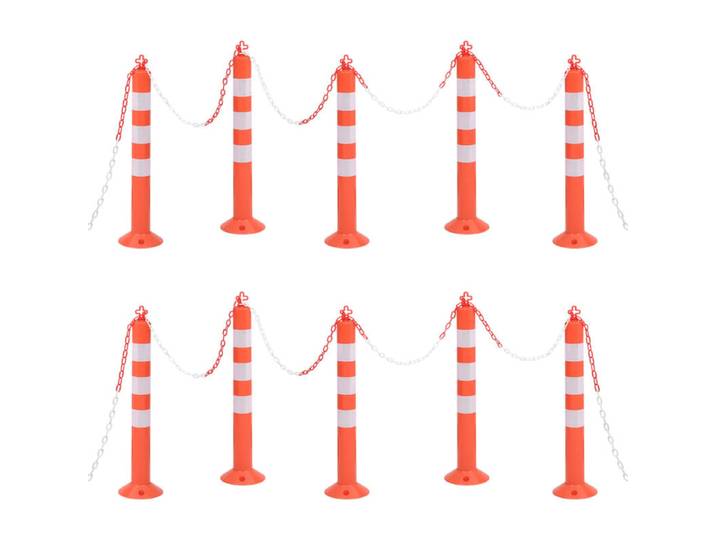 Ensemble de bornes pour la signalisation routière et les barrières de sécurité – en polyéthylène avec bandes réfléchissantes