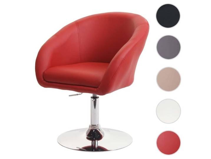MCW Chaise de salle à manger MCW-F19 réglable en hauteur en similicuir ~ rouge
