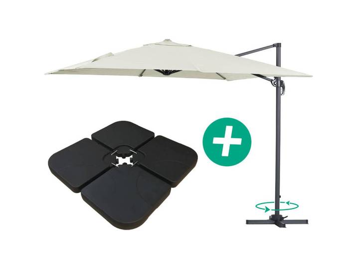 Habitat Garten Sonnenschirm sun 3 Ekru, Beige, Metall, 300x300 cm, Sonnenschutz, Ampelschirme