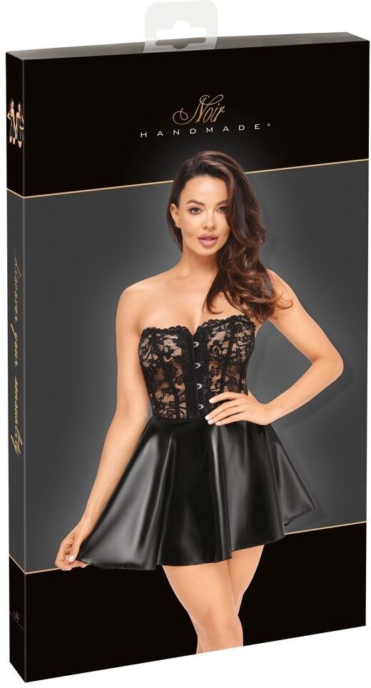 Noir HandMade Robe Corset Élégante en Dentelle
