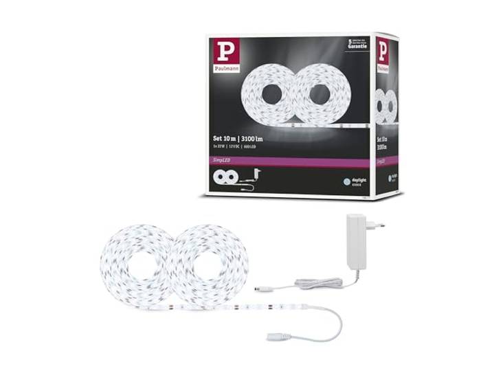 Paulmann 78977 Function SimpLED Kit ruban 10m blanc lumière du jour 22W 230/12V DC blanc métal plastique