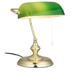 Relaxdays Bankerlampe mit Zugschalter Gold,Grün,Schwarz