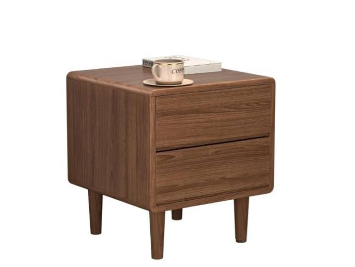 Massivholz-Nachttisch Mit 2 Schubladen,Modern Kleiner Beistelltisch Moderner Nachttisch Aus Der Mitte Des Jahrhunderts,langlebiger Und Stabiler,Storage Furniture(Walnut)