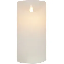 LED Echtwachskerze Weiß 6 Stunden Timerfunktion H 9 cm bewegliche Flamme