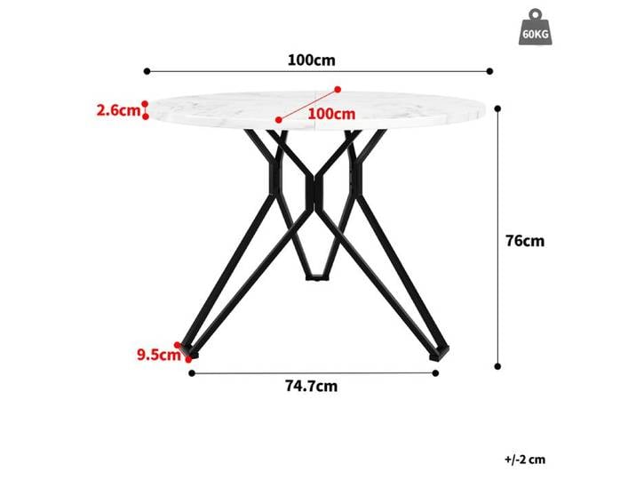 Table à manger ronde (100×100×76cm) Noir Table de cuisine Table basse ronde pour 4 personnes Adapté pour salle à manger