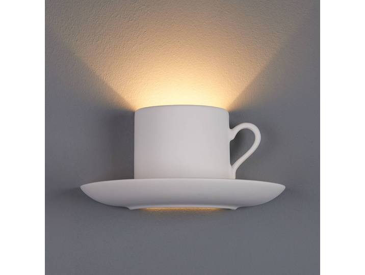 Wandfluter POCILLO Lindby, dimmbar, weiß / opal, für Küche, Gips / Ton, Modern, Wandleuchte, Wandlampe Innen
