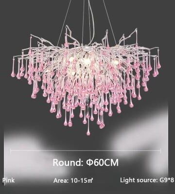 Inspire Select Modern Branch Crystal Chandelier Luxury Pink & Blue Teardrop Hanging Ceiling Light pink Diameter 23.6 In white Light