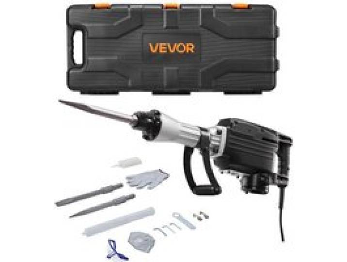 VEVOR Abbruchhammer elektrischer Betonhammer 2800 W, 1200 BPM Presslufthammer mit Spitzmeißel & Flachmeißel & Tragekoffer & Handschuhe & Schutzbrille, für Beton Wände Ziegel Fliesen Fundamente
