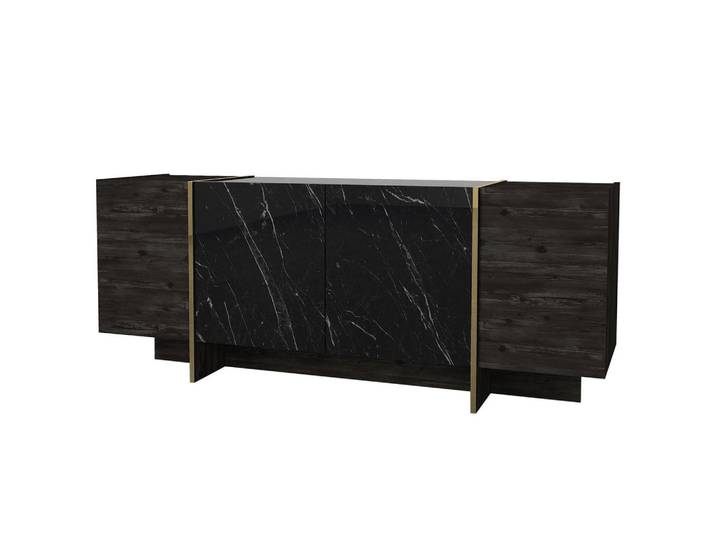 Habitat Garten Buffetschrank veyron Schwarz, Holz, 180x75x46 cm, Kleinmöbel, Kommoden, Sideboards