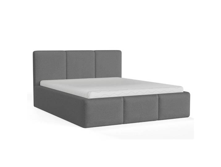 Deine Möbel 24 Polsterbett Foxy 200/200 in Boucle Grau, Holz, 200x200 cm, Schlafzimmer, Betten, Polsterbetten
