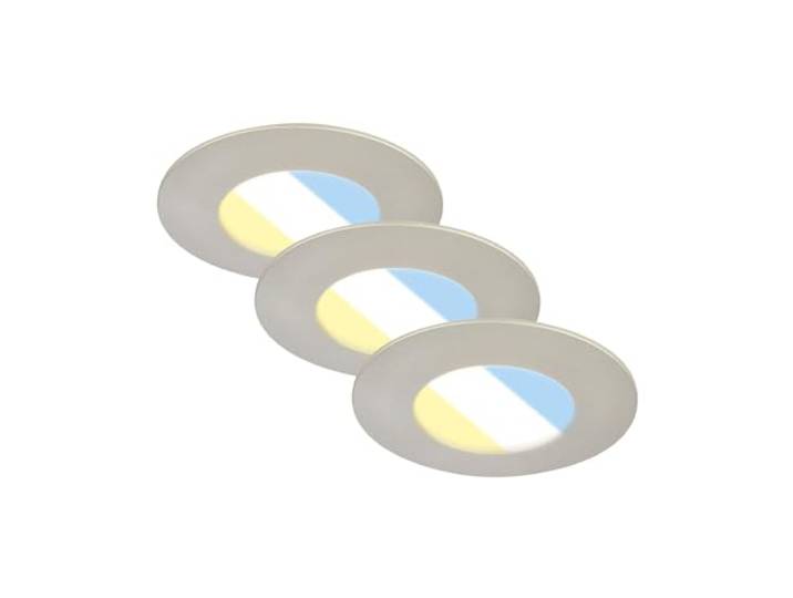 BRILONER – 3er Set LED Einbaustrahler 230V, LED Strahler Badezimmer IP44, Deckenstrahler, Spots, Deckenspots, Lichtfarbe einstellbar, Matt-Nickel