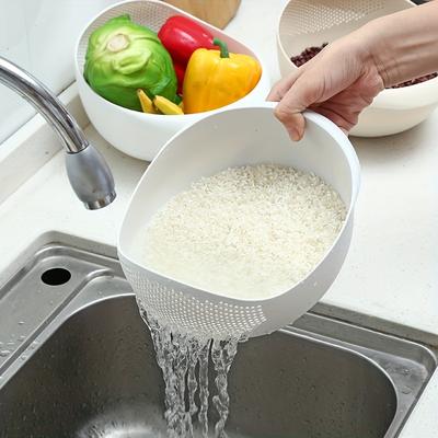 Modern Mode Marketplace Multi Purpose Rice Washing Bowl And Vegetable Strainer Basket Multi Purpose Rice Washing Bowl And Vegetable Strainer Basket