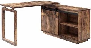 DEVERA L-Shaped Home Office Desk with Storage Credenza