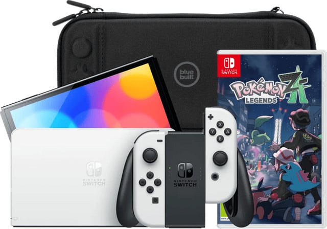 Nintendo Switch OLED Wit met Pokémon Legends: Z-A en BlueBuilt Beschermhoes