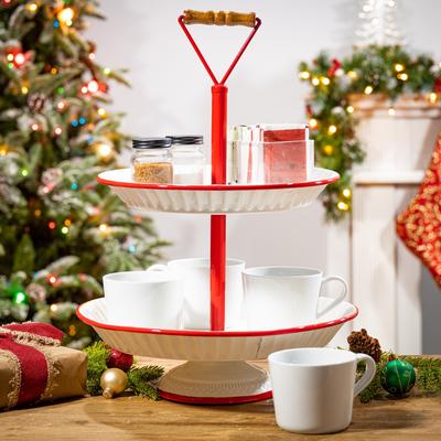 Gerson International 19.3 in. Metal Two Tiered Serving Tray