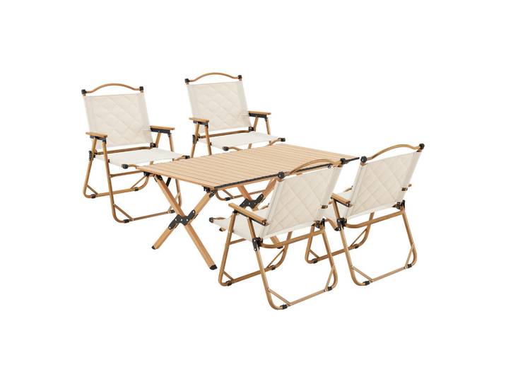 casa.pro Gartenmöbel-Set Botrugno 5 Tlg., Beige, Textil, Metall, 5-teilig, Gartenmöbel, Gartengarnituren, Gartenmöbel-Set