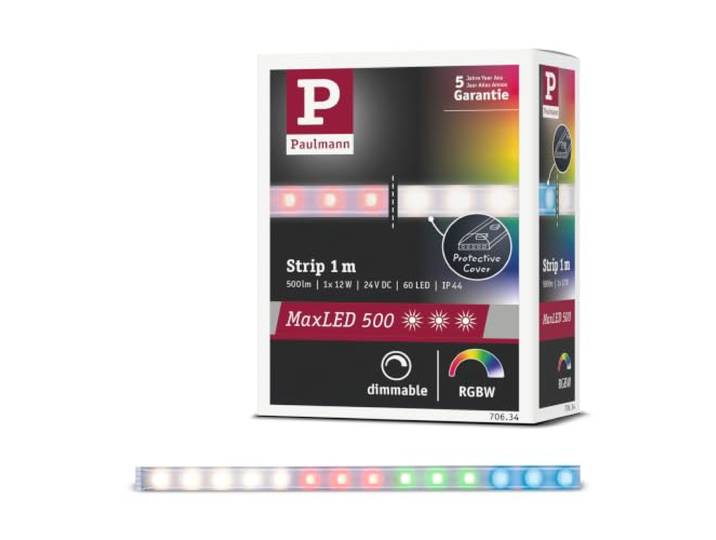 Paulmann MaxLED 500 Stripe 1 m RGBW IP44 argent Bande individuelle pour compléter les kits de base MaxLED\, changement de couleurs RGBW\, indice de protection IP44