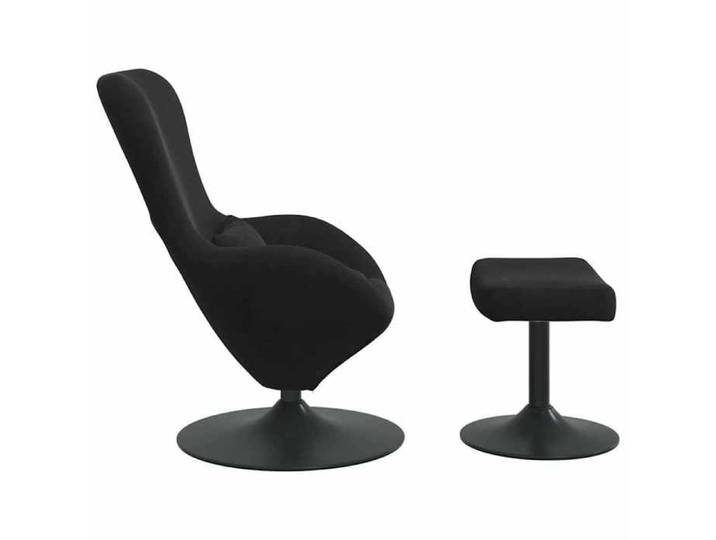 Fauteuil œuf avec repose-pieds en velours noir_2 ans garantie_95786