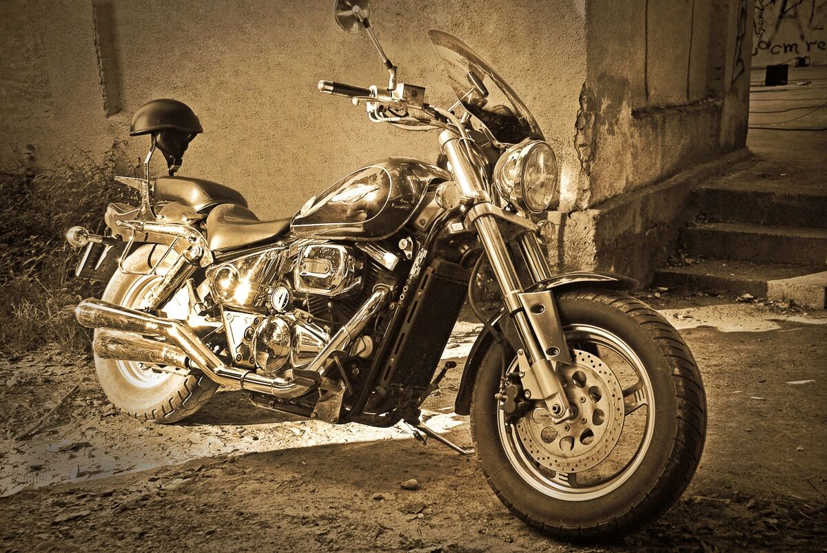 Fototapete PAPERMOON "Vintage Motorrad.", bunt, B:2m L:1,49m, Vlies, Tapeten, Fototapete