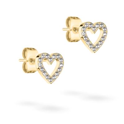 Paar Ohrstecker TAMARIS "Sparkling Hearts, Herzen", gold (gelbgoldfarben, kristallweiß, kristallweiß), Ohrringe, Damen, Edelstahl, mit Zirkonia (synth.)