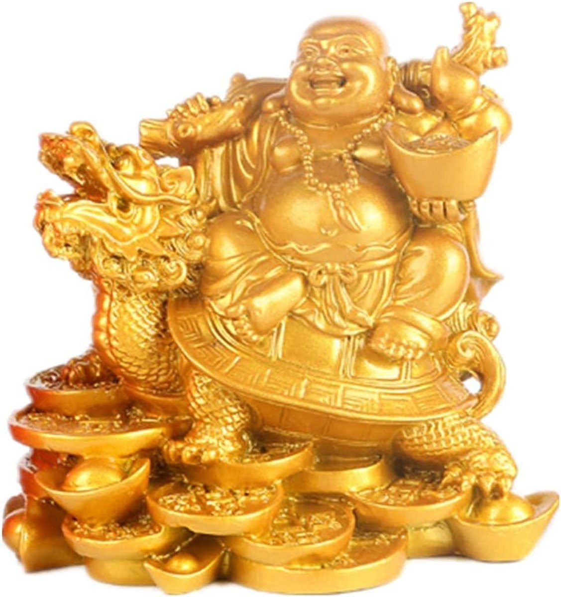 Lachende Boeddha Beeldje Maitreya Standbeeld Goud - Hoogte: 75 cm