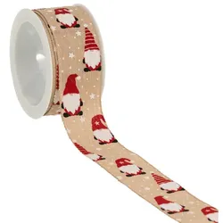 Stoffband "Wichtel", natur-rot, 40 mm, 5 m