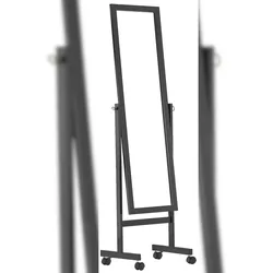 Décoshop26 - Freistehender Spiegel mit Rollen schwarzer Holzrahmen neigbarer Spiegel 10_0003728