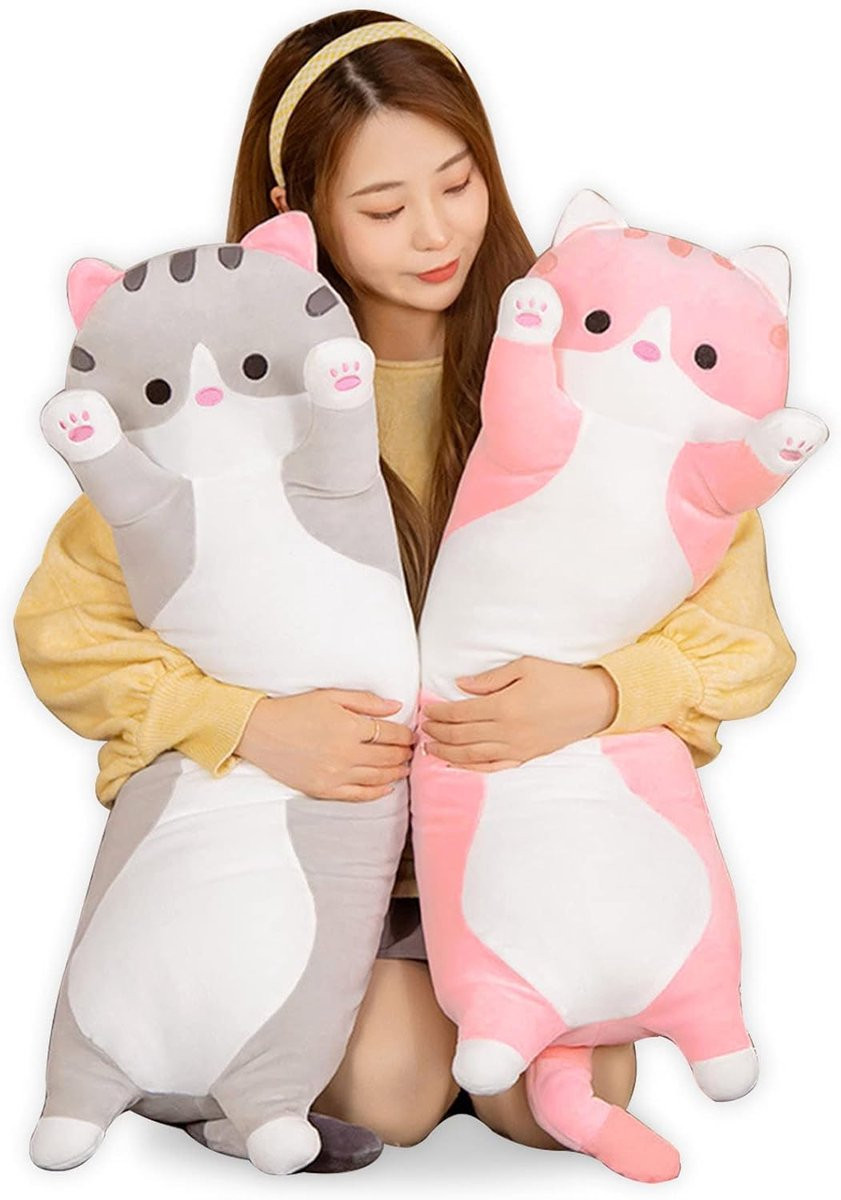 Schattige pluche kat knuffel voor kinderen en vriendinnen, Roze, 90 cm
