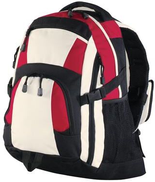 Port Authority BG77 Urban Backpack in Black/Red/Stone size OSFA   Polyester Blend