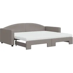 vidaXL Tagesbett Ausziehbar mit Matratzen Taupe 90x200 cm Stoff
