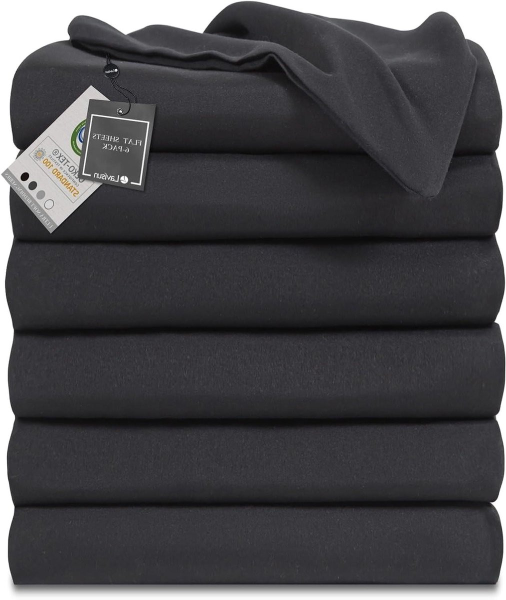 6-Pack Zwarte Platte Lakens van Geborstelde Microvezel voor Massagetafels - Twin maat