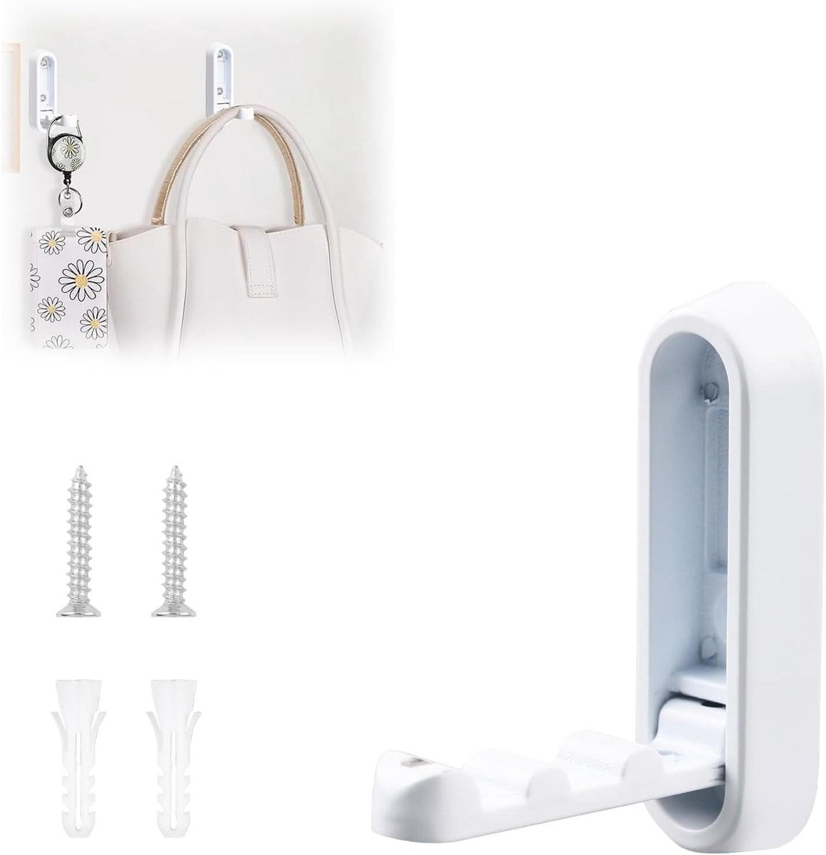 Opvouwbare wandhaak mat wit met magneetsluiting voor extra ruimtebesparing
