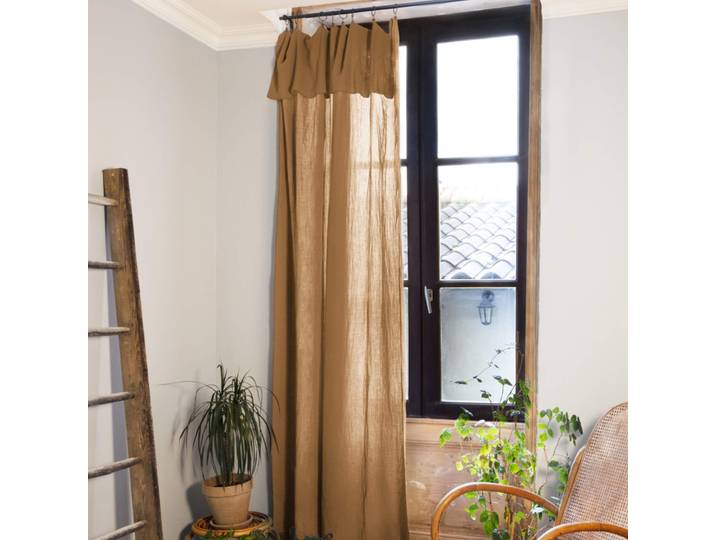 Rideau gaze de coton ajustable 140x300 cm marron